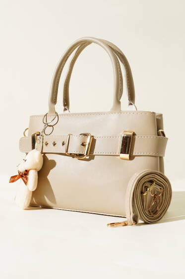 Kemer Detaylı Çanta Bej - Kol Çantası