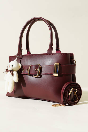 Kemer Detaylı Çanta Bordo - Kol Çantası