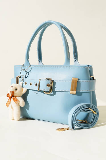 Kemer Detaylı Çanta Mavi - Kol Çantası