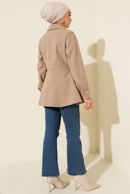 Kemer Detaylı Kaşe Ceket Bej - Ceket