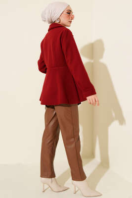 Kemer Detaylı Kaşe Ceket Bordo - Ceket