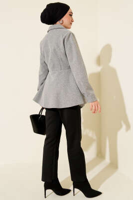 Kemer Detaylı Kaşe Ceket Gri - Ceket