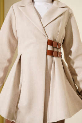 Kemer Detaylı Kaşe Ceket Taş - Ceket