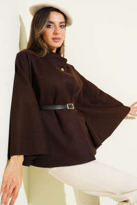 Kemer Detaylı Kaşe Panço Kahve - DİVON