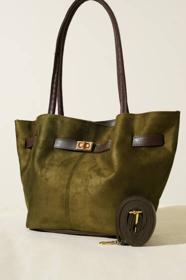 Kemer Detaylı Omuz Çantası Haki - Kol Çantası