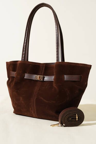 Kemer Detaylı Omuz Çantası Kahve - Kol Çantası