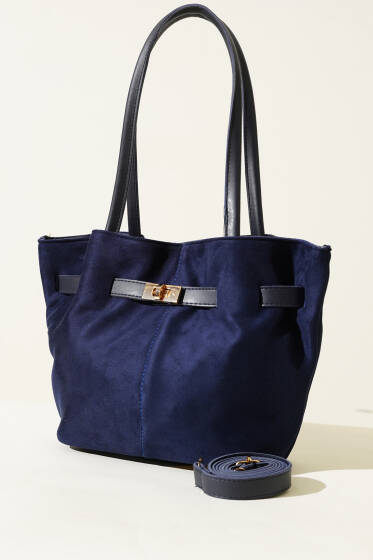 Kemer Detaylı Omuz Çantası Lacivert - Kol Çantası