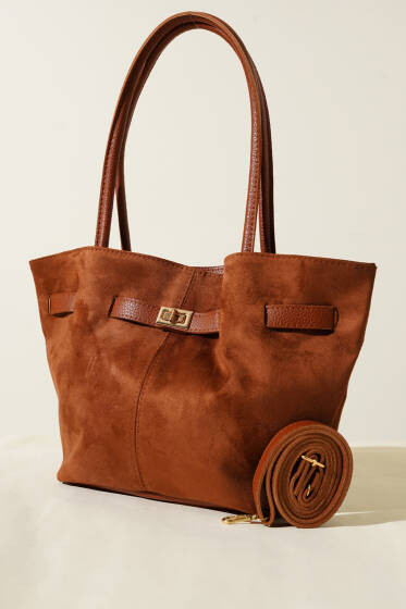 Kemer Detaylı Omuz Çantası Taba - Kol Çantası