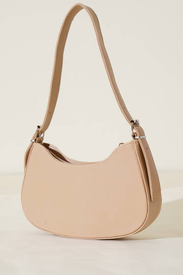 Kemer Toka Askılı Baget Çanta Bej - Kol Çantası