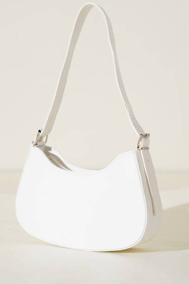 Kemer Toka Askılı Baget Çanta Beyaz - Kol Çantası