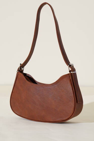 Kemer Toka Askılı Baget Çanta Kahve - Kol Çantası