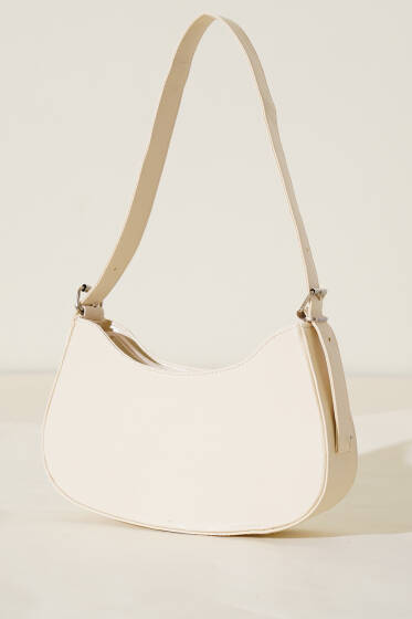 Kemer Toka Askılı Baget Çanta Krem - Kol Çantası