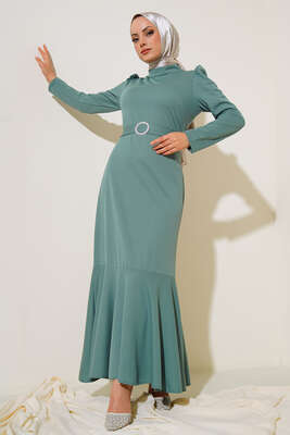 Kemer Tokalı Elbise Mint - Thumbnail