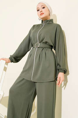 Kemer Tokalı Fermuarlı Loyşa İkili Takım Haki - İkili Takım