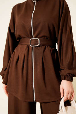 Kemer Tokalı Fermuarlı Loyşa İkili Takım Kahve - İkili Takım