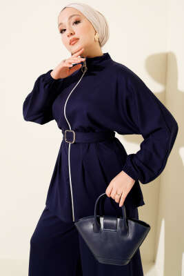 Kemer Tokalı Fermuarlı Loyşa İkili Takım Lacivert - İkili Takım