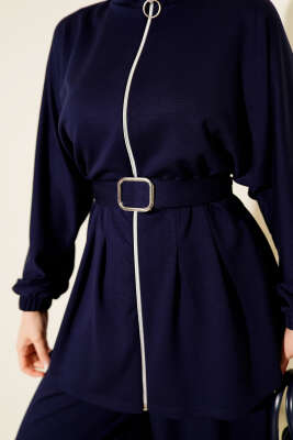 Kemer Tokalı Fermuarlı Loyşa İkili Takım Lacivert - İkili Takım