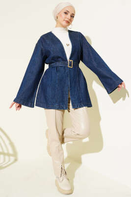 Kemer Tokalı Kuşaklı Kot Ceket Kot - Ceket