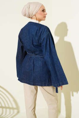 Kemer Tokalı Kuşaklı Kot Ceket Kot - Ceket