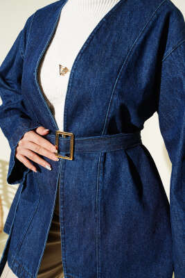 Kemer Tokalı Kuşaklı Kot Ceket Kot - Ceket