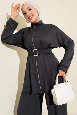 Kemer Tokalı Pensli İkili Takım Füme - İkili Takım