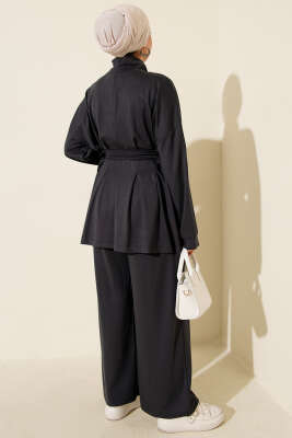 Kemer Tokalı Pensli İkili Takım Füme - İkili Takım