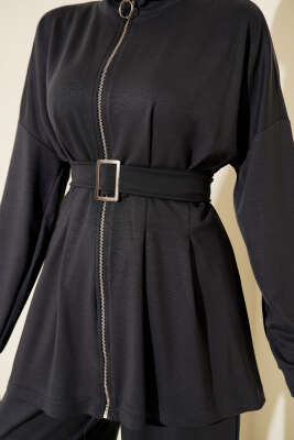 Kemer Tokalı Pensli İkili Takım Füme - İkili Takım