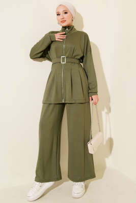 Kemer Tokalı Pensli İkili Takım Haki - HBS