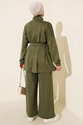 Kemer Tokalı Pensli İkili Takım Haki - İkili Takım