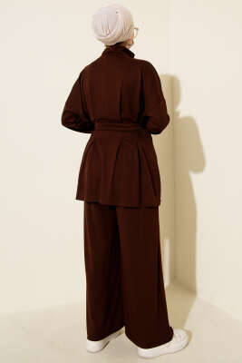 Kemer Tokalı Pensli İkili Takım Kahve - İkili Takım