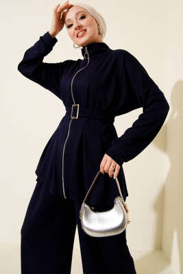 Kemer Tokalı Pensli İkili Takım Lacivert - İkili Takım