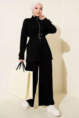 Kemer Tokalı Pensli İkili Takım Siyah - HBS