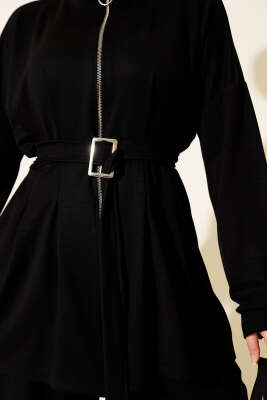 Kemer Tokalı Pensli İkili Takım Siyah - İkili Takım