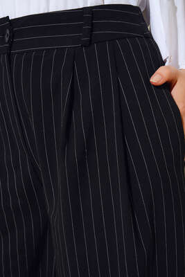 Kemeri Biritli Çizgili Pantolon Siyah - 300-500 TL Ürünler