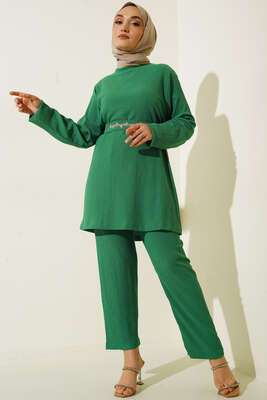 Kemeri Taş Detaylı Tunik Pantolon Takım Benetton - Thumbnail