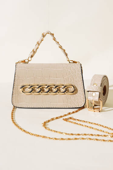 Kemerli Bel Çantası Bej - Bel Çantası