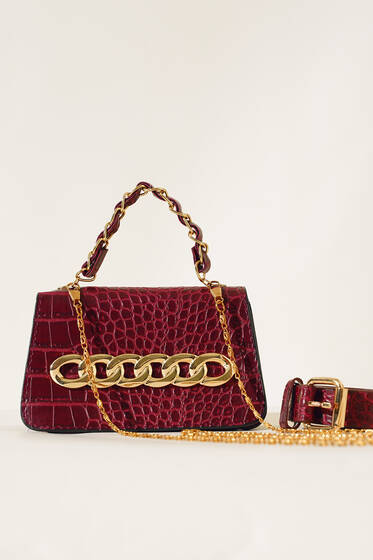 Kemerli Bel Çantası Bordo - Bel Çantası