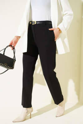 Kemerli Cepli Dar Paça Kumaş Pantolon Siyah - MISRA