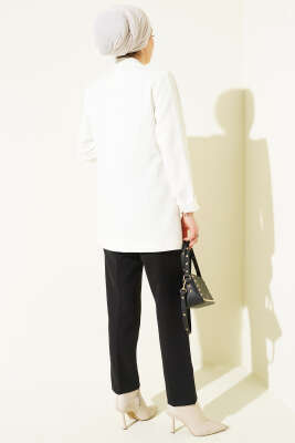 Kemerli Cepli Dar Paça Kumaş Pantolon Siyah - Pantolon