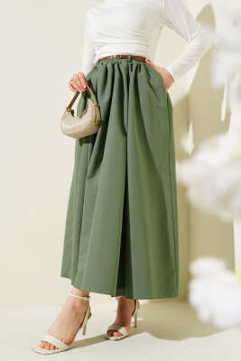 Kemerli Cepli Kloş Etek Çağla Yeşili 