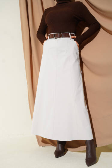 Kemerli Çift Cepli Kloş Etek Taş - Etek