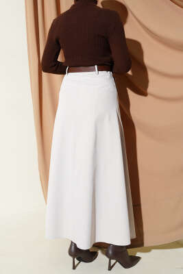 Kemerli Çift Cepli Kloş Etek Taş - Etek