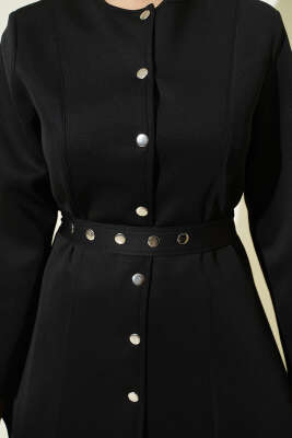 Kemerli Çıtçıtlı Ceket İkili Takım Siyah - İkili Takım