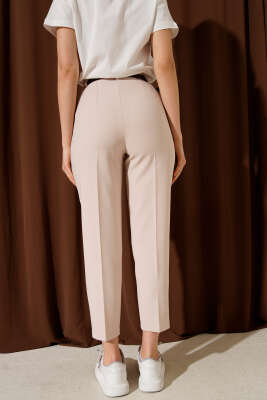 Kemerli Dar Paça Kumaş Pantolon Taş - Kadın Giyim Modelleri