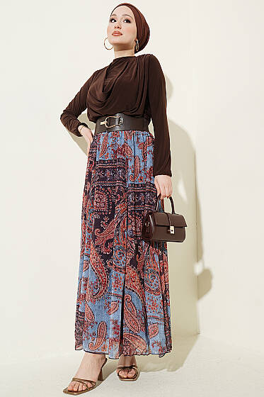 Kemerli Etnik Desenli ikili Takım Kahve - İkili Takım