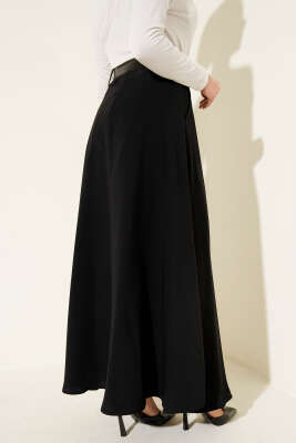 Kemerli Fermuarlı Basic Etek Siyah - Etek