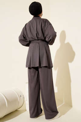 Kemerli Fermuarlı Loyşa Takım Füme - İkili Takım