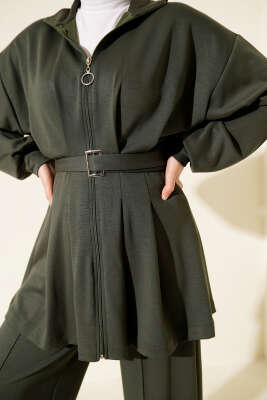 Kemerli Fermuarlı Loyşa Takım Haki - İkili Takım