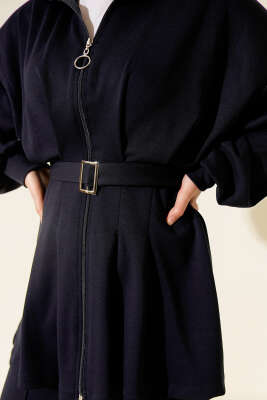 Kemerli Fermuarlı Loyşa Takım Lacivert - İkili Takım