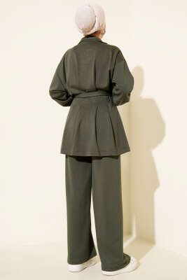 Kemerli Fermuarlı Oysho Takım Haki - İkili Takım